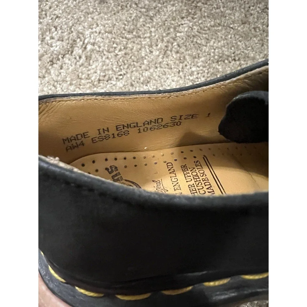 Vintage Dr Martens Original Made In England Leather Black Shoes Kids US 1
